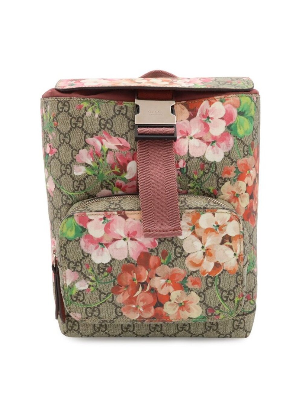 Gucci GG Blooms Supreme Backpack Flower Floral Pattern Beige Pink Multicolor